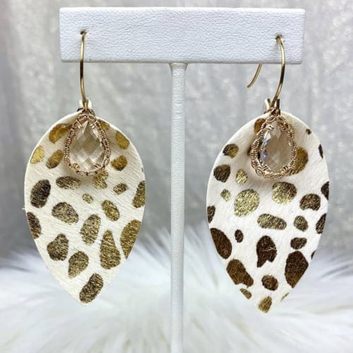 Leopard Teardrop Leather Earrings (hanging)