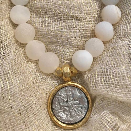 White Matte Druzy Agate Beads Essential Oil Bracelet