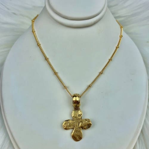 Gold Hammered Ancient Cross