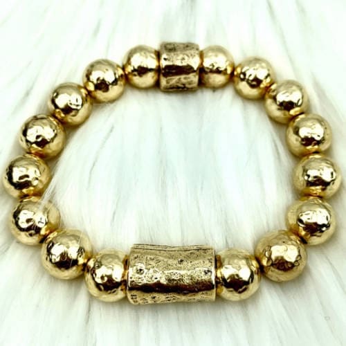 Chunky Hammered Gold Bracelet - Image 3