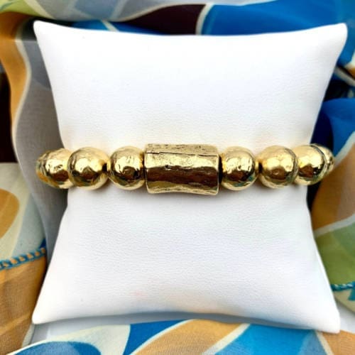 Chunky Hammered Gold Bracelet (Pillow )
