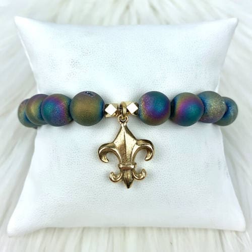 Fleur de Lis Pewter Essential Oil Diffuser Bracelet