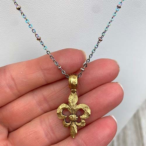 Hammered Fleur De Lis Necklace