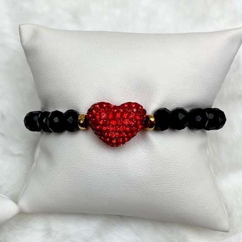 Red Rhinestone Heart Bracelet