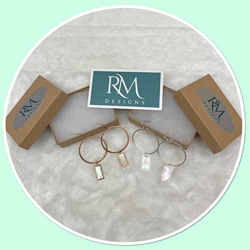 Rectangular Mother of Pearl Charm Earrings