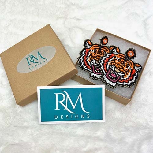 Beaded Tiger Earrings
