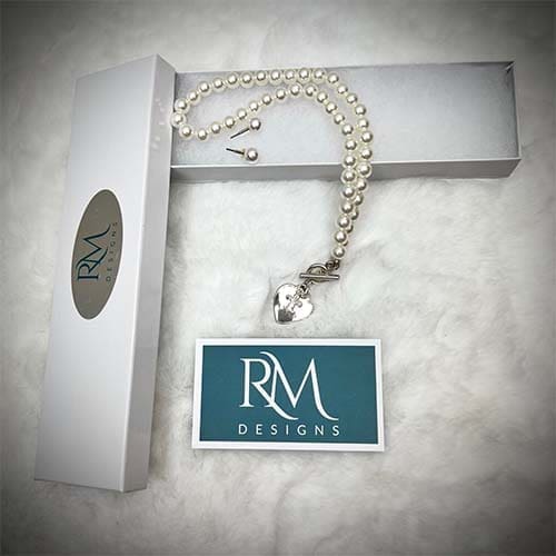 Pearl Heart Necklace & Earrings 2