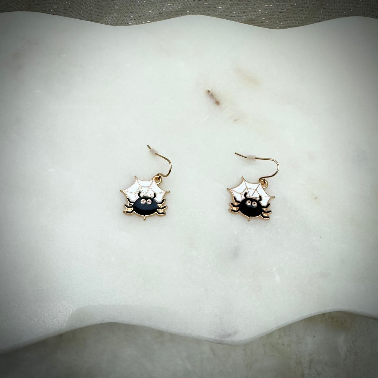 Halloween Spider Web Dangle Earrings - Image 3