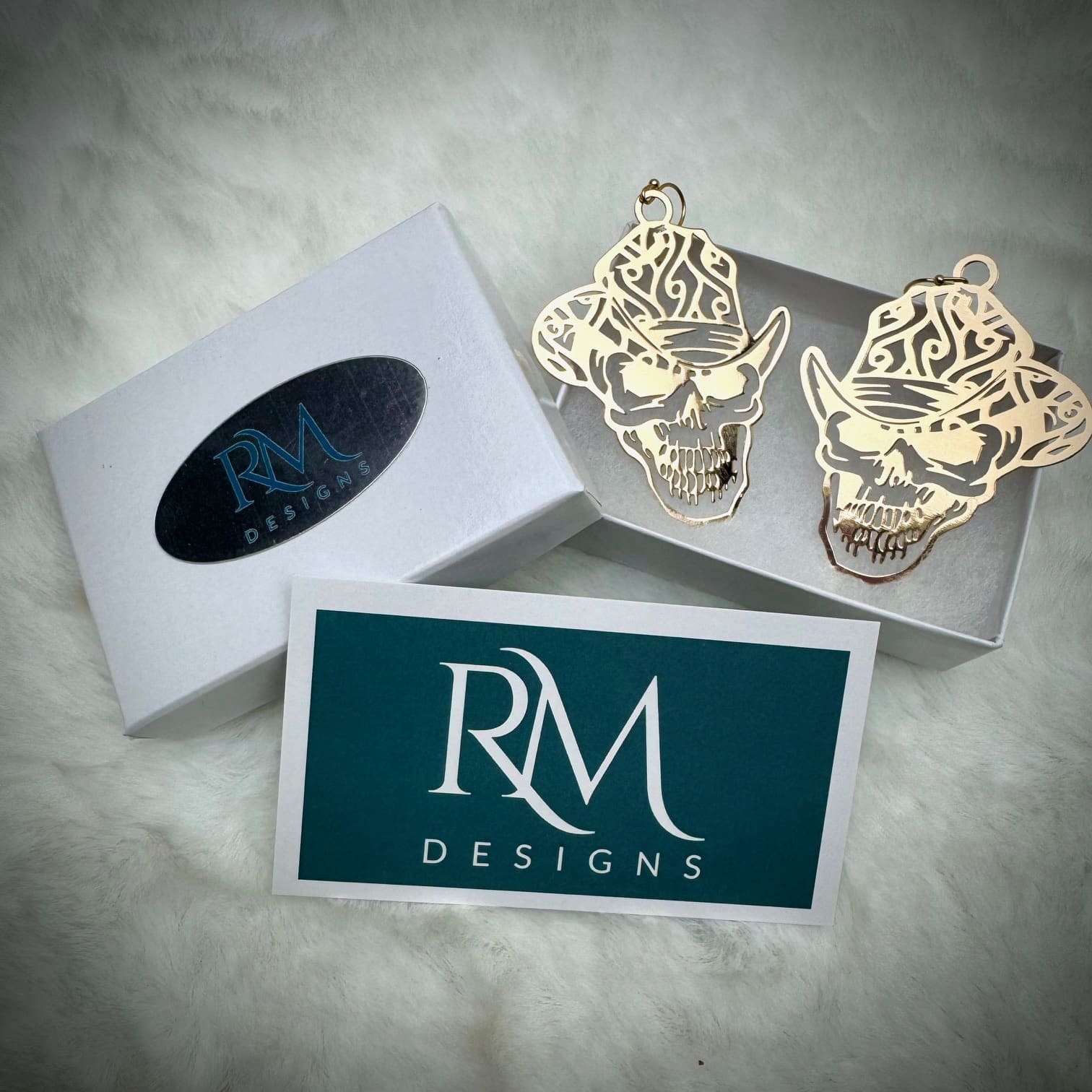 Gold, Lightweight, Skull Earrings - Image 4