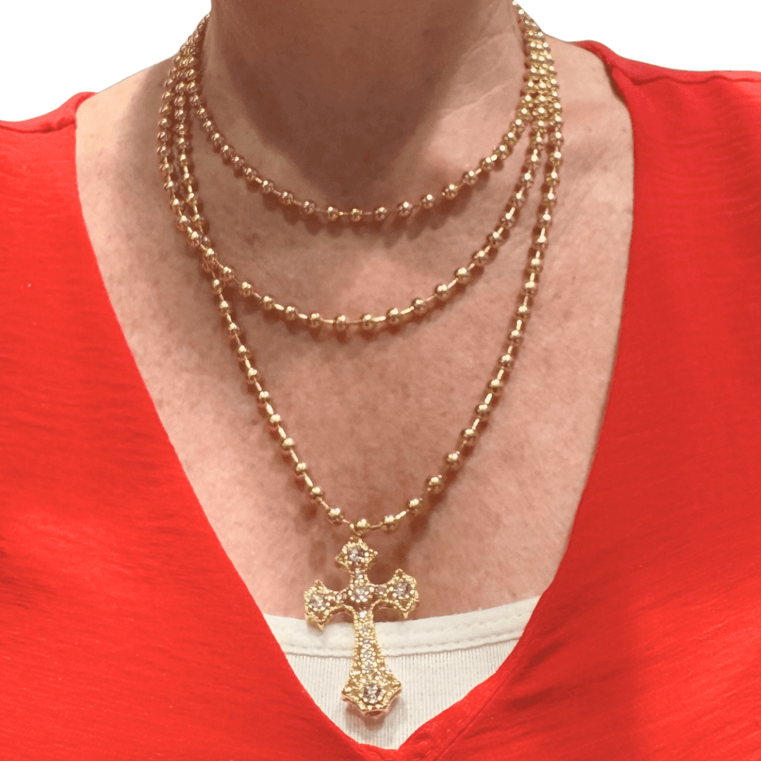 Triple Layered Rhinestone Cross Necklace | Rachel Maddox Designs
