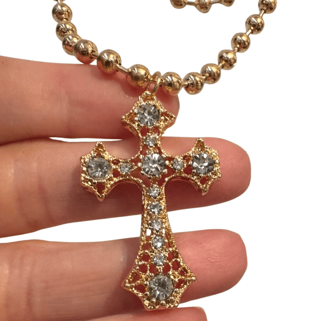 Triple Layered Rhinestone Cross Necklace | Rachel Maddox Designs